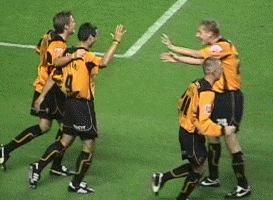 Vio celebrates with Gabor Rob and Kenny Vio celebrates with Gabor Rob and Kenny