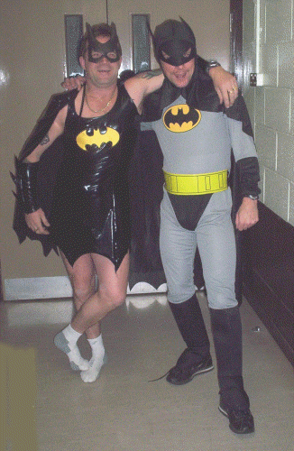 Phli with Glyn Marston as Batgirl - scary!