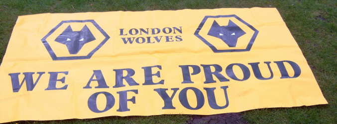 Barry's banner at the play off semi v Baggies